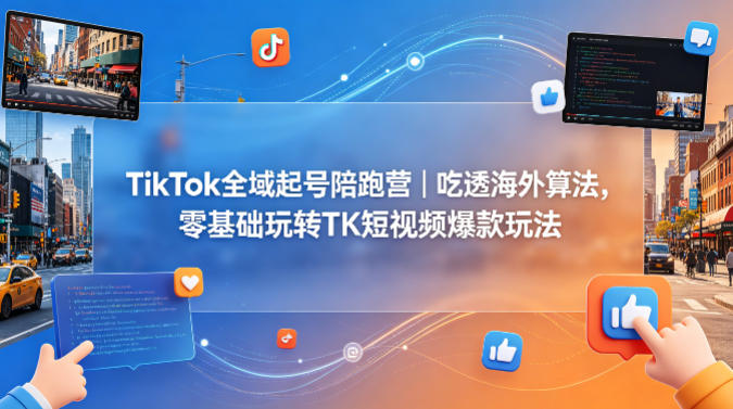 TikTok全域起号陪跑营｜吃透海外算法，零基础玩转TK短视频爆款玩法力繁信息站-闲云创业网-老谢轻创网-中创网-福缘网-冒泡网-资源之家-魔方项目库力繁信息站