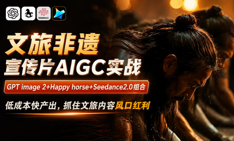 文旅非遗宣传片AIGC实战,GPT image 2+Happy horse+Seedance2.0组合,低成本快产出,抓住文旅内容风口红利力繁信息站-闲云创业网-老谢轻创网-中创网-福缘网-冒泡网-资源之家-魔方项目库力繁信息站