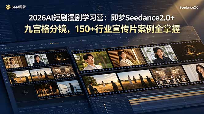 2026AI短剧漫剧学习营：即梦Seedance2.0+九宫格分镜，150+行业宣传片案例全掌握力繁信息站-闲云创业网-老谢轻创网-中创网-福缘网-冒泡网-资源之家-魔方项目库力繁信息站