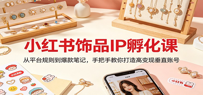 小红书饰品IP孵化课：从平台规则到爆款笔记，手把手教你打造高变现垂直账号力繁信息站-闲云创业网-老谢轻创网-中创网-福缘网-冒泡网-资源之家-魔方项目库力繁信息站