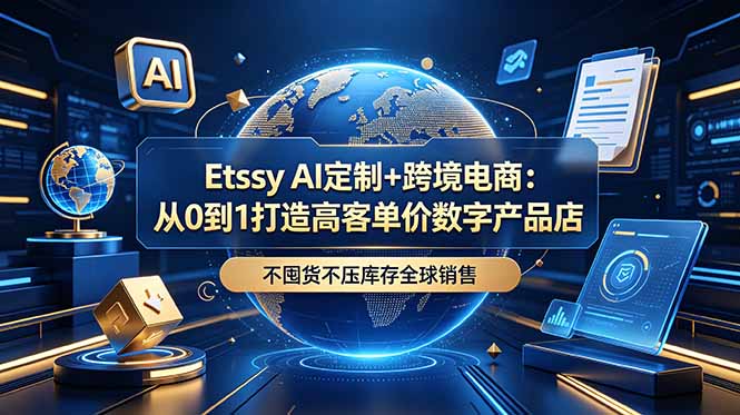 Etsy AI定制+跨境电商:从0到1打造高客单价数字产品店,不囤货不压库存全球销售力繁信息站-闲云创业网-老谢轻创网-中创网-福缘网-冒泡网-资源之家-魔方项目库力繁信息站