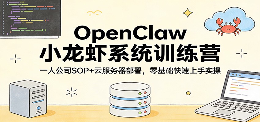 OpenClaw小龙虾系统训练营：一人公司SOP，云服务器部署，零基础快速上手实操力繁信息站-闲云创业网-老谢轻创网-中创网-福缘网-冒泡网-资源之家-魔方项目库力繁信息站