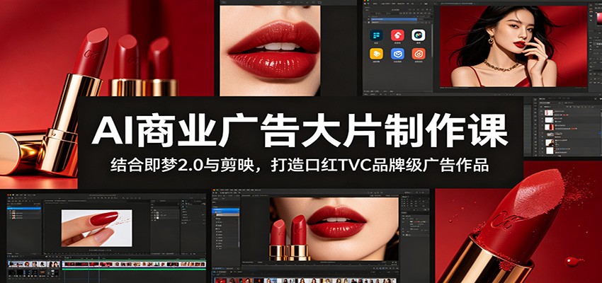 AI商业广告大片制作课：结合即梦2.0与剪映，打造口红TVC品牌级广告作品力繁信息站-闲云创业网-老谢轻创网-中创网-福缘网-冒泡网-资源之家-魔方项目库力繁信息站