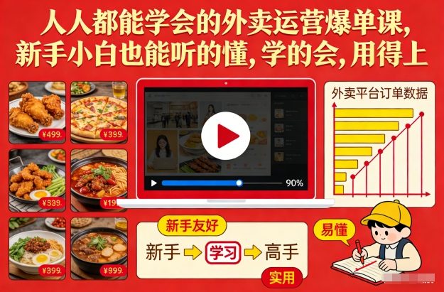 人人都能学会的外卖运营爆单课，新手小白也能听的懂，学的会，用得上力繁信息站-闲云创业网-老谢轻创网-中创网-福缘网-冒泡网-资源之家-魔方项目库力繁信息站