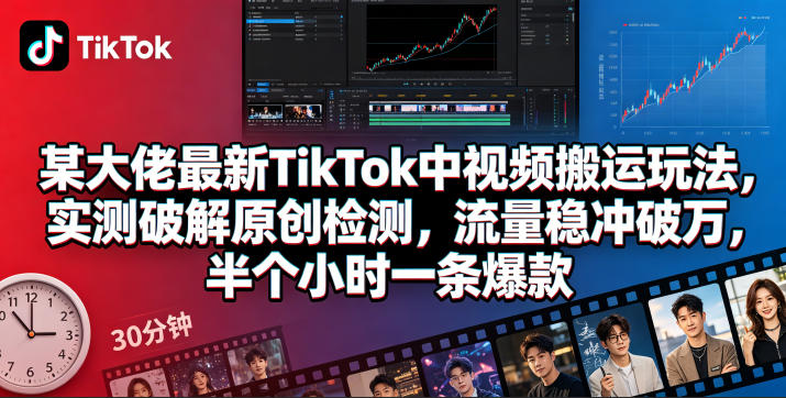某大佬最新TikTok中视频搬运玩法，实测破解原创检测，流量稳冲破万，半个小时一条爆款力繁信息站-闲云创业网-老谢轻创网-中创网-福缘网-冒泡网-资源之家-魔方项目库力繁信息站