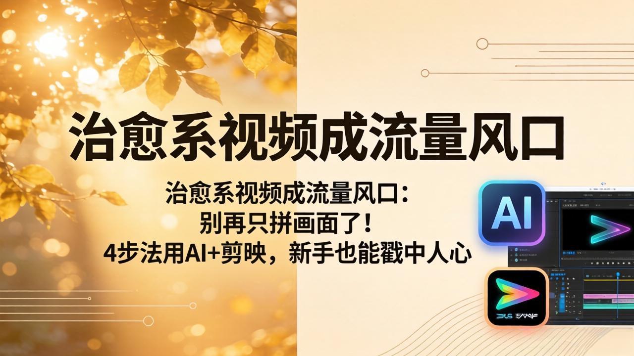 治愈系视频成流量风口：别再只拼画面了！4步法用AI+剪映，新手也能戳中人心力繁信息站-闲云创业网-老谢轻创网-中创网-福缘网-冒泡网-资源之家-魔方项目库力繁信息站