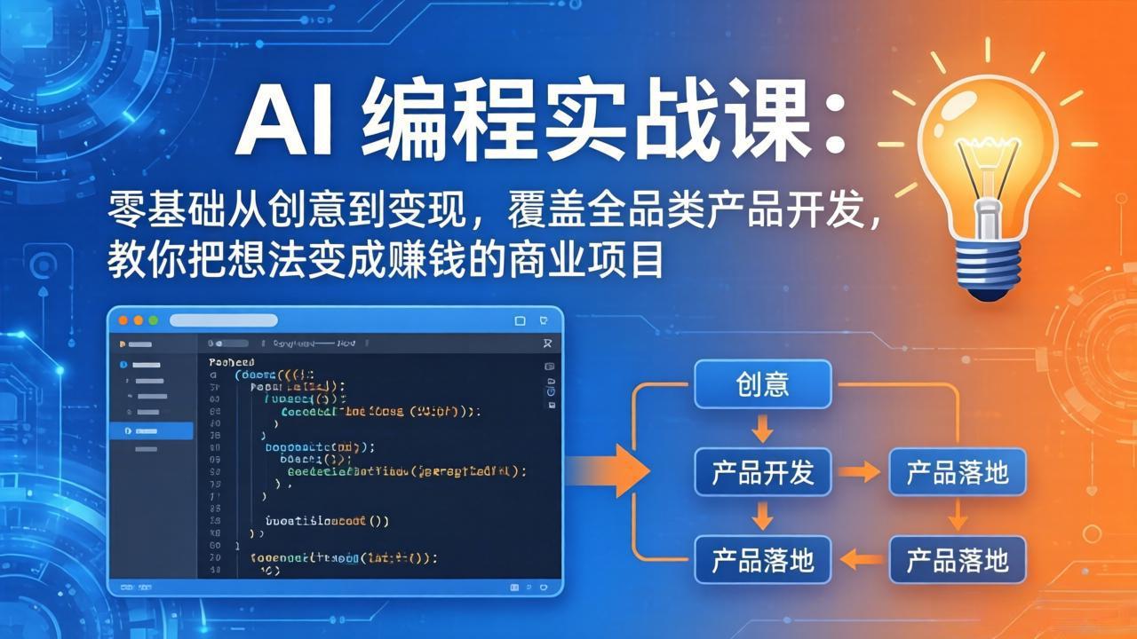 AI编程实战课-第三期-5月3更新：零基础从创意到变现，覆盖全品类产品开发，把想法变成赚钱项目力繁信息站-闲云创业网-老谢轻创网-中创网-福缘网-冒泡网-资源之家-魔方项目库力繁信息站