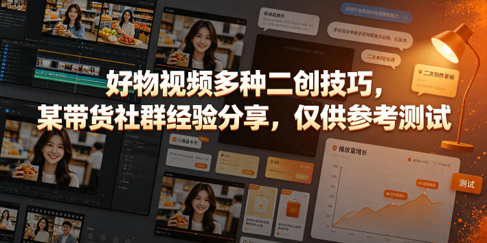 好物视频多种二创技巧，某带货社群经验分享，仅供参考测试力繁信息站-闲云创业网-老谢轻创网-中创网-福缘网-冒泡网-资源之家-魔方项目库力繁信息站