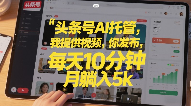 头条号AI托管，我提供视频，你发布，每天10分钟，月躺入5k+【揭秘】力繁信息站-闲云创业网-老谢轻创网-中创网-福缘网-冒泡网-资源之家-魔方项目库力繁信息站