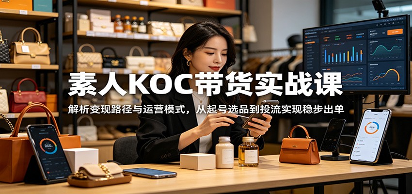 素人KOC带货实战课:解析变现路径与运营模式,从起号选品到投流实现稳步出单力繁信息站-闲云创业网-老谢轻创网-中创网-福缘网-冒泡网-资源之家-魔方项目库力繁信息站