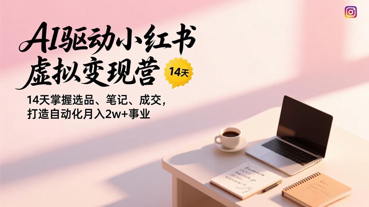 AI驱动小红书虚拟变现营，14天掌握选品、笔记、成交，打造自动化月入2w+事业力繁信息站-闲云创业网-老谢轻创网-中创网-福缘网-冒泡网-资源之家-魔方项目库力繁信息站