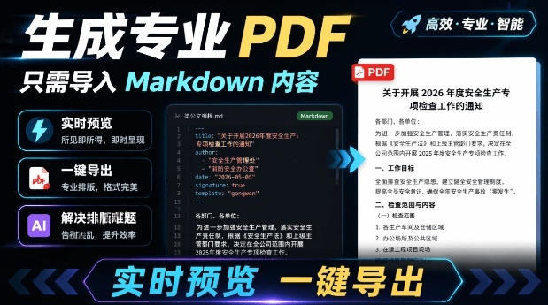 只需导入Markdown内容，实时预览一键导出专业PDF！轻松解决AI生成内容排版问题Presto力繁信息站-闲云创业网-老谢轻创网-中创网-福缘网-冒泡网-资源之家-魔方项目库力繁信息站