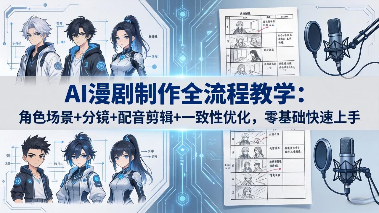 AI漫剧制作全流程教学：角色场景+分镜+配音剪辑+一致性优化，零基础快速上手力繁信息站-闲云创业网-老谢轻创网-中创网-福缘网-冒泡网-资源之家-魔方项目库力繁信息站