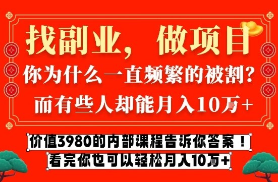 价值3980的网创内部课程，告诉你互联网创业月入10个W的秘密【揭秘】力繁信息站-闲云创业网-老谢轻创网-中创网-福缘网-冒泡网-资源之家-魔方项目库力繁信息站