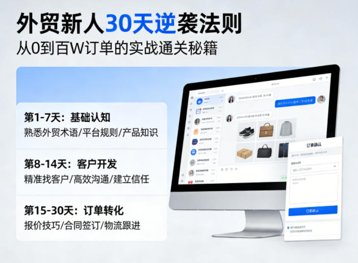 外贸新人30天逆袭法则，教你从0到百W订单的实战通关秘籍力繁信息站-闲云创业网-老谢轻创网-中创网-福缘网-冒泡网-资源之家-魔方项目库力繁信息站