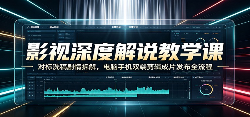 影视深度解说教学课:对标洗稿剧情拆解,电脑手机双端剪辑成片发布全流程力繁信息站-闲云创业网-老谢轻创网-中创网-福缘网-冒泡网-资源之家-魔方项目库力繁信息站