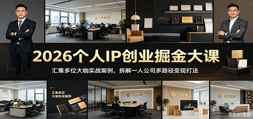2026个人IP创业掘金大课：汇集多位大咖实战案例，拆解一人公司多路径变现打法力繁信息站-闲云创业网-老谢轻创网-中创网-福缘网-冒泡网-资源之家-魔方项目库力繁信息站