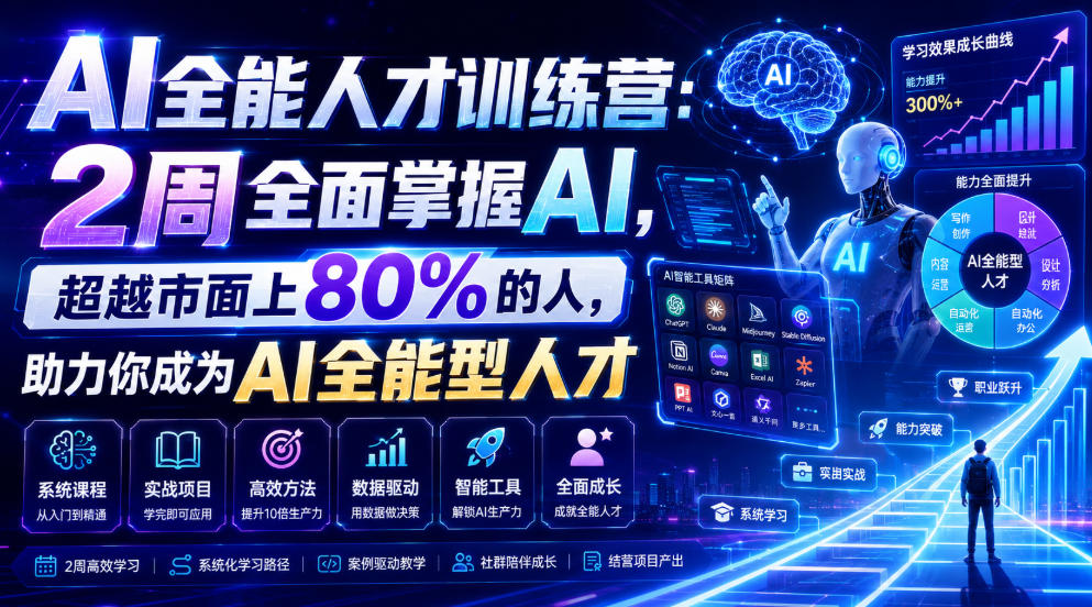 AI全能人才训练营：2周全面掌握AI，超越市面上80%的人，助力你成为AI全能型人才力繁信息站-闲云创业网-老谢轻创网-中创网-福缘网-冒泡网-资源之家-魔方项目库力繁信息站