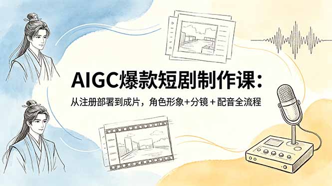 AIGC爆款短剧制作课:从注册部署到成片,角色形象+分镜+配音全流程力繁信息站-闲云创业网-老谢轻创网-中创网-福缘网-冒泡网-资源之家-魔方项目库力繁信息站