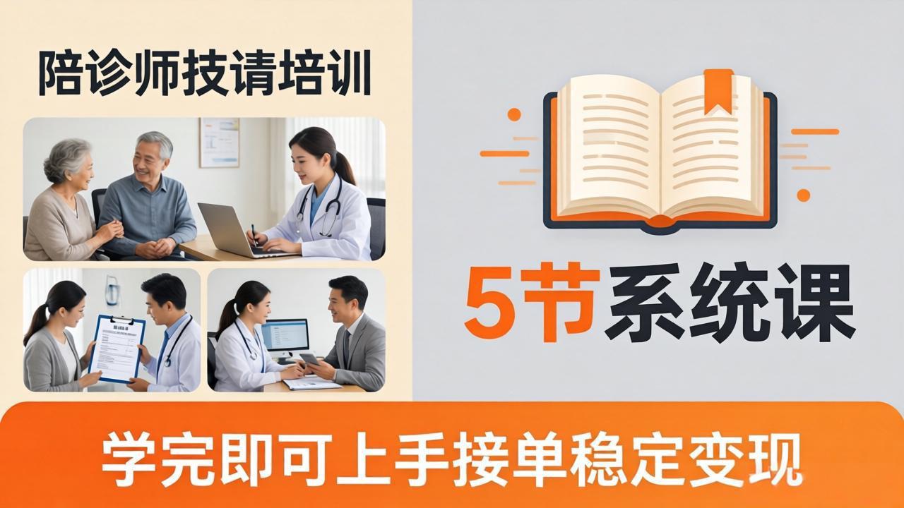 想做陪诊师不知从何下手？5节系统课教你掌握核心技能，学完即可上手接单稳定变现力繁信息站-闲云创业网-老谢轻创网-中创网-福缘网-冒泡网-资源之家-魔方项目库力繁信息站