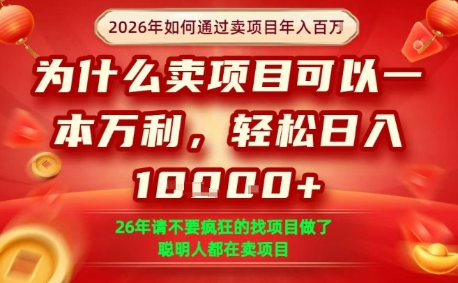 一单净利润1K+，26年想年入100个W，死磕卖项目就够了【揭秘】力繁信息站-闲云创业网-老谢轻创网-中创网-福缘网-冒泡网-资源之家-魔方项目库力繁信息站
