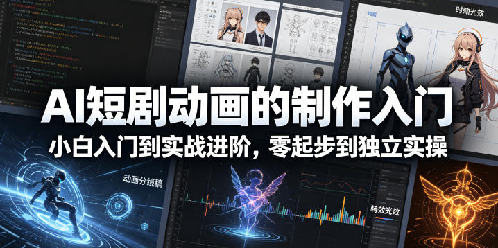 AI短剧动画的制作入门，小白入门到实战进阶，零起步到独立实操力繁信息站-闲云创业网-老谢轻创网-中创网-福缘网-冒泡网-资源之家-魔方项目库力繁信息站