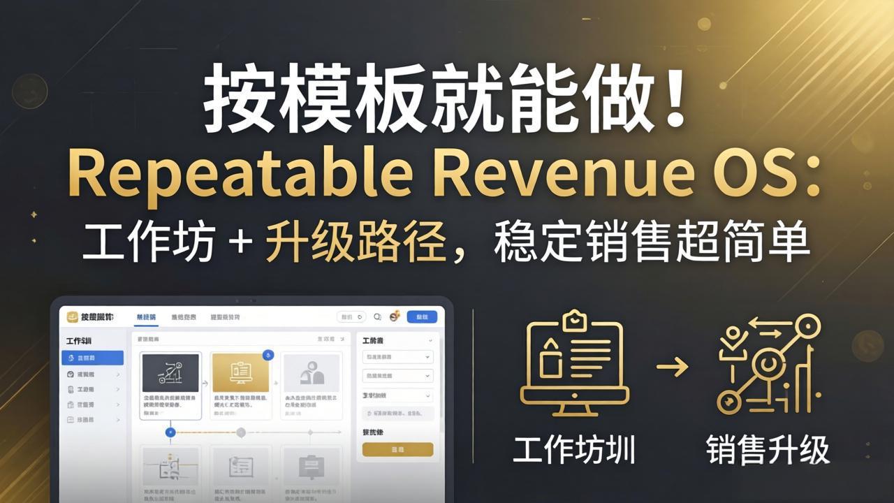 按模板就能做！Repeatable Revenue OS：工作坊 + 升级路径，稳定销售超简单力繁信息站-闲云创业网-老谢轻创网-中创网-福缘网-冒泡网-资源之家-魔方项目库力繁信息站