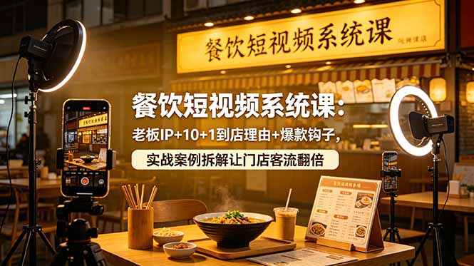 餐饮短视频系统课:老板IP+10+1到店理由+爆款钩子,实战案例拆解让门店客流翻倍力繁信息站-闲云创业网-老谢轻创网-中创网-福缘网-冒泡网-资源之家-魔方项目库力繁信息站