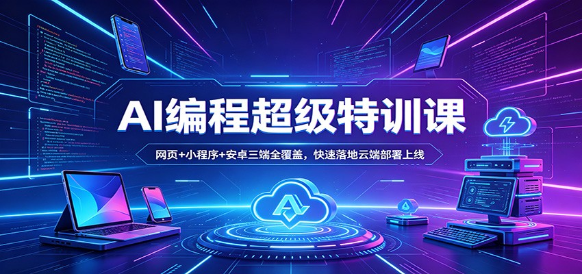 AI编程超级特训课：网页+小程序+安卓三端全覆盖，快速落地云端部署上线力繁信息站-闲云创业网-老谢轻创网-中创网-福缘网-冒泡网-资源之家-魔方项目库力繁信息站