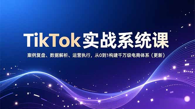 TikTok实战系统课，案例复盘、数据解析、运营执行，从0到1构建千万级电商体系(更新力繁信息站-闲云创业网-老谢轻创网-中创网-福缘网-冒泡网-资源之家-魔方项目库力繁信息站