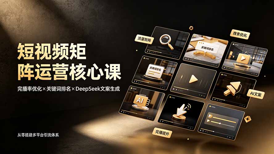 短视频矩阵运营核心课:完播率优化×关键词排名×DeepSeek文案生成,从零搭建多平台引流体系力繁信息站-闲云创业网-老谢轻创网-中创网-福缘网-冒泡网-资源之家-魔方项目库力繁信息站
