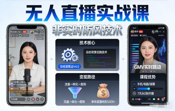 宝子哥无人直播实战课，非实时防风技术，聚焦抖音快手等平台直播带货，轻松开启直播变现之路(更新2026年5月02日)力繁信息站-闲云创业网-老谢轻创网-中创网-福缘网-冒泡网-资源之家-魔方项目库力繁信息站