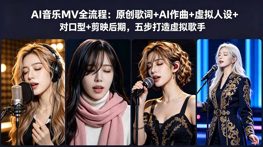 AI音乐MV全流程:原创歌词+AI作曲+虚拟人设+对口型+剪映后期,五步打造虚拟歌手力繁信息站-闲云创业网-老谢轻创网-中创网-福缘网-冒泡网-资源之家-魔方项目库力繁信息站
