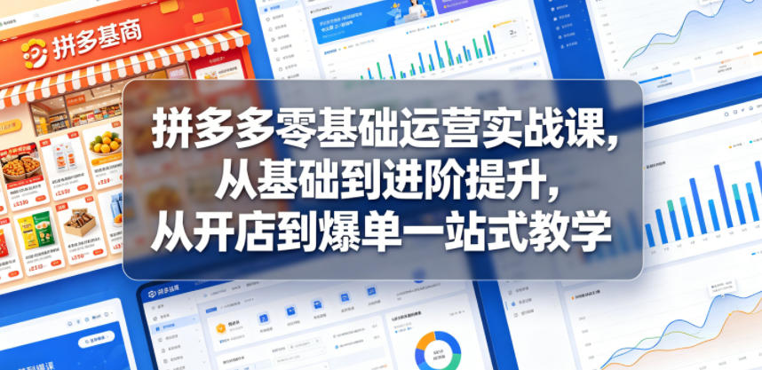 拼多多零基础运营实战课,从基础到进阶提升,从开店到爆单一站式教学力繁信息站-闲云创业网-老谢轻创网-中创网-福缘网-冒泡网-资源之家-魔方项目库力繁信息站