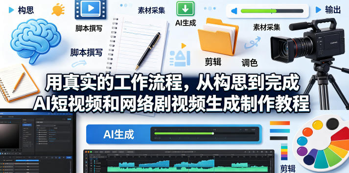 用真实的工作流程，从构思到完成AI短视频和网络剧视频生成制作教程-中英字幕力繁信息站-闲云创业网-老谢轻创网-中创网-福缘网-冒泡网-资源之家-魔方项目库力繁信息站