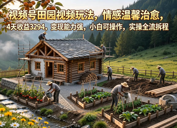 视频号田园视频玩法,情感温馨治愈,4天收益3294,变现能力强,小白可操作,实操全流程拆解力繁信息站-闲云创业网-老谢轻创网-中创网-福缘网-冒泡网-资源之家-魔方项目库力繁信息站