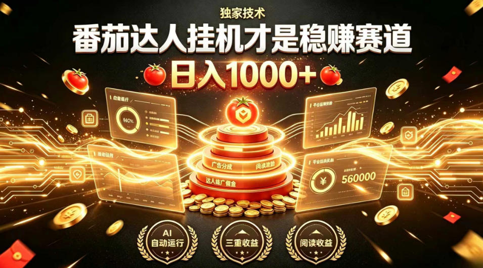 别再瞎找副业!番茄达人挂G才是稳賺赛道,日入1000+,全程傻瓜式操作,可矩阵放大【揭秘】力繁信息站-闲云创业网-老谢轻创网-中创网-福缘网-冒泡网-资源之家-魔方项目库力繁信息站