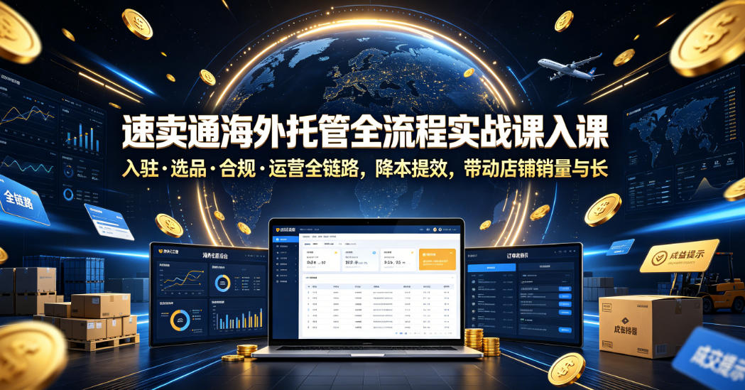 速卖通海外托管全流程实战课入驻・选品・合规・运营全链路,降本提效,带动店铺销量与收益增长力繁信息站-闲云创业网-老谢轻创网-中创网-福缘网-冒泡网-资源之家-魔方项目库力繁信息站