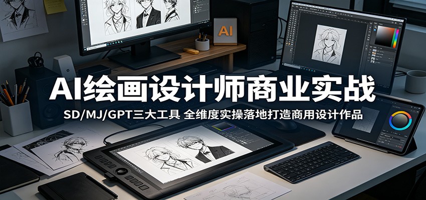AI绘画设计师商业实战：SD/MJ/GPT三大工具，全维度实操落地打造商用设计作品力繁信息站-闲云创业网-老谢轻创网-中创网-福缘网-冒泡网-资源之家-魔方项目库力繁信息站