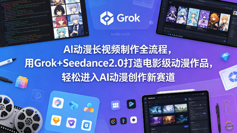 AI动漫长视频制作全流程，用Grok+Seedance2.0打造电影级动漫作品，轻松进入AI动漫创作新赛道力繁信息站-闲云创业网-老谢轻创网-中创网-福缘网-冒泡网-资源之家-魔方项目库力繁信息站