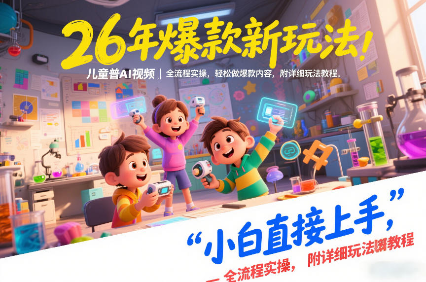 26年爆款新玩法，儿童科普AI视频，全流程实操，轻松做爆款内容，小白直接上手，附详细玩法教程力繁信息站-闲云创业网-老谢轻创网-中创网-福缘网-冒泡网-资源之家-魔方项目库力繁信息站