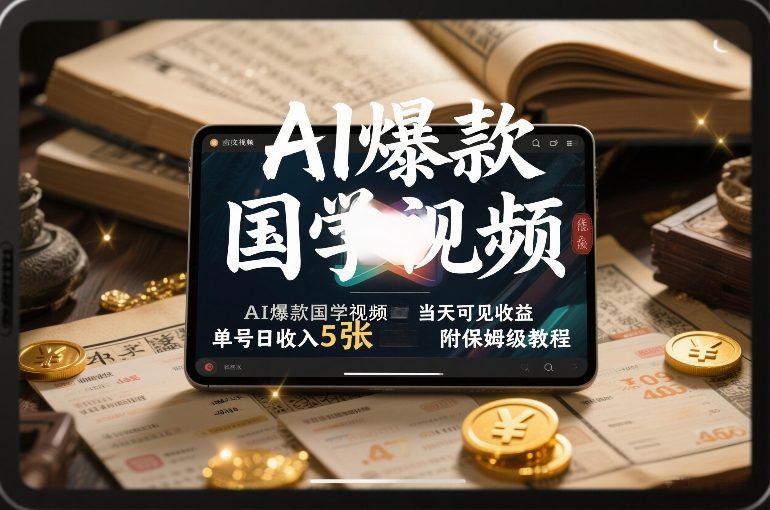 AI爆款国学视频，独家起号方法，小白直接上手，当天可见收益，单号日收入5张+附保姆级教程力繁信息站-闲云创业网-老谢轻创网-中创网-福缘网-冒泡网-资源之家-魔方项目库力繁信息站