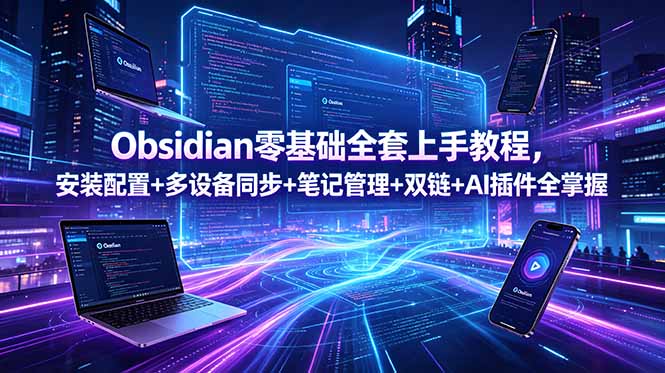 Obsidian零基础全套上手教程,安装配置+多设备同步+笔记管理+双链+AI插件全掌握力繁信息站-闲云创业网-老谢轻创网-中创网-福缘网-冒泡网-资源之家-魔方项目库力繁信息站
