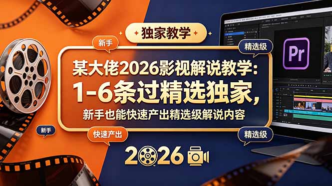某大佬2026影视解说教学:1-6条过精选独家,新手也能快速产出精选级解说内容力繁信息站-闲云创业网-老谢轻创网-中创网-福缘网-冒泡网-资源之家-魔方项目库力繁信息站