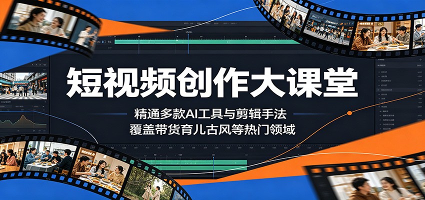 短视频创作大课堂：精通多款AI工具与剪辑手法，覆盖带货、育儿、古风等热门领域力繁信息站-闲云创业网-老谢轻创网-中创网-福缘网-冒泡网-资源之家-魔方项目库力繁信息站