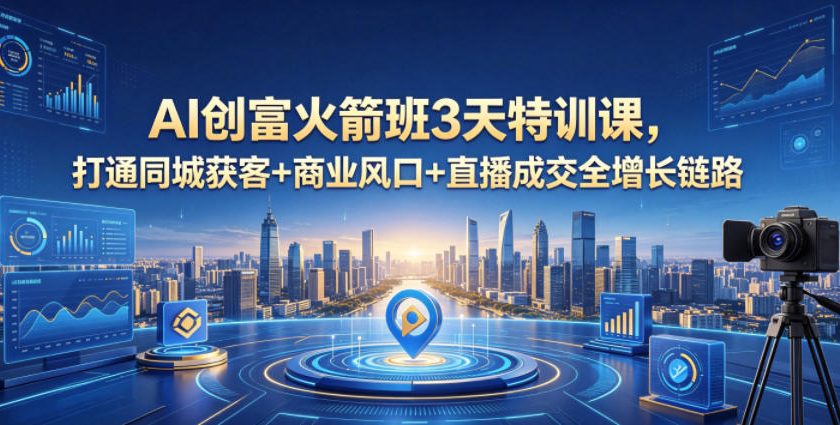 AI创富火箭班3天特训课,打通同城获客+商业风口+直播成交全增长链路,2026年4月新课力繁信息站-闲云创业网-老谢轻创网-中创网-福缘网-冒泡网-资源之家-魔方项目库力繁信息站