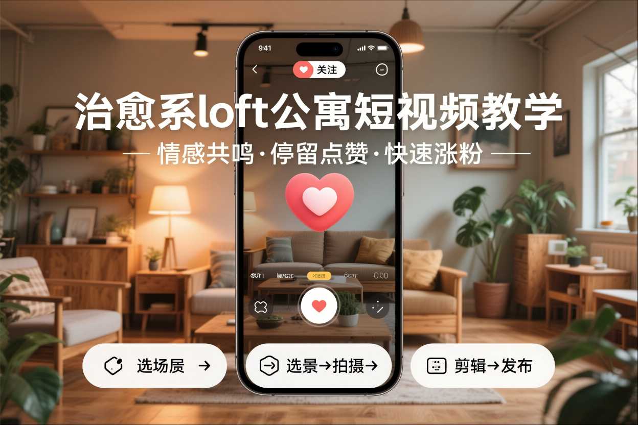 治愈系loft公寓短视频制作教学，情感共鸣引停留点赞关注，快速起号涨粉力繁信息站-闲云创业网-老谢轻创网-中创网-福缘网-冒泡网-资源之家-魔方项目库力繁信息站