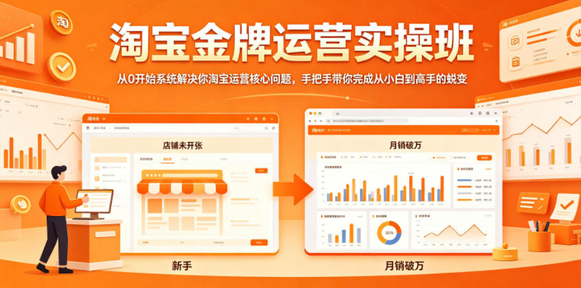 淘宝金牌运营实操班,从0开始系统解决你淘宝运营核心问题,手把手带你完成从小白到高手的蜕变力繁信息站-闲云创业网-老谢轻创网-中创网-福缘网-冒泡网-资源之家-魔方项目库力繁信息站