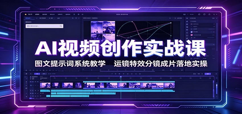 AI视频创作实战课:图文提示词系统教学,运镜特效分镜成片落地实操力繁信息站-闲云创业网-老谢轻创网-中创网-福缘网-冒泡网-资源之家-魔方项目库力繁信息站