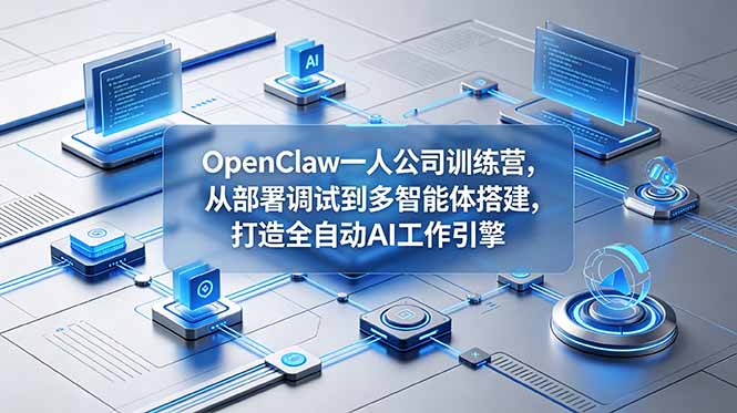 OpenClaw 一人公司训练营,从部署调试到多智能体搭建,打造全自动 AI 工作引擎力繁信息站-闲云创业网-老谢轻创网-中创网-福缘网-冒泡网-资源之家-魔方项目库力繁信息站